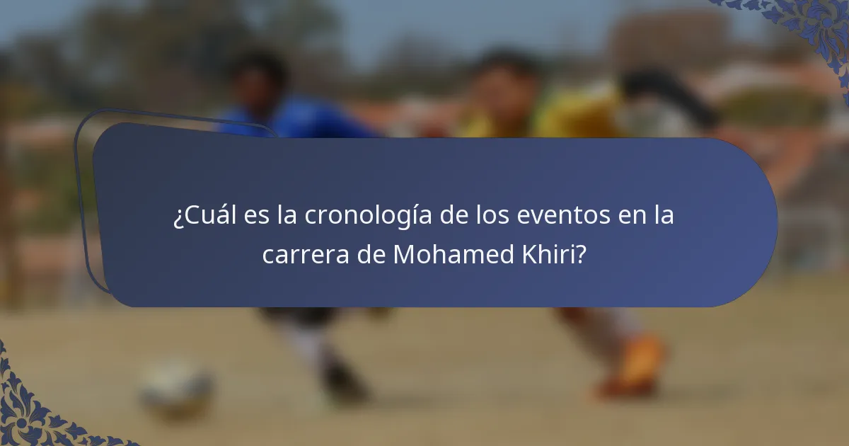 ¿Cuál es la cronología de los eventos en la carrera de Mohamed Khiri?