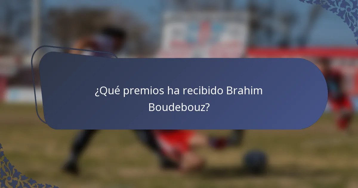 ¿Qué premios ha recibido Brahim Boudebouz?